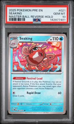 2025 POKEMON PRE EN-PRISMATIC EVOLUTIONS MASTER BALL REVERSE HOLO SEAKING PSA 10 - Image 1