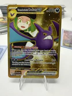 Team Rocket's Crobat ex 242/182 Gold Destined Rivals Hyper Rare Pokemon NM - Image 1