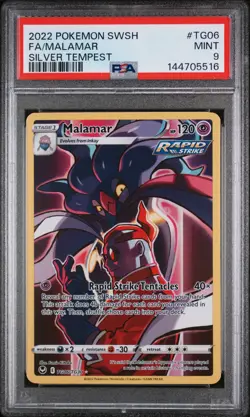 2022 POKEMON SWORD & SHIELD SILVER TEMPEST #TG06 FULL ART/MALAMAR PSA 9 FREE S&H - Image 1
