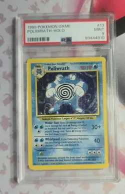 1999 POKEMON GAME BASE SET UNLIMITED #13 POLIWRATH HOLO PSA 9 NM - Vintage WOTC - Image 1