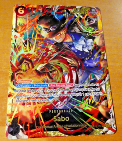 ONE PIECE FRANCAISE CARD GAME HOLO CARTE Sabo OP13-120 SEC FR MINT - Image 1