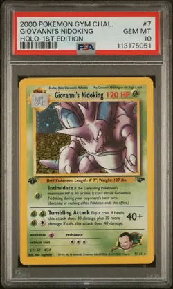 PSA 10 Giovanni's Nidoking 7/132 Pokemon Gym Challenge 1st Edition Gem Mint New - Image 1