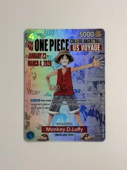 One Piece Monkey.D.Luffy College Basketball US Voyage Promo Card - Image 1
