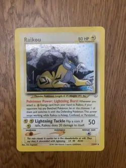 Pokemon TCG Raikou Neo Revelation Holo Card 13/64 Unlimited Rare LP - Image 1