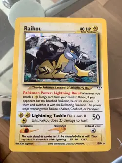 Pokemon TCG Raikou Neo Revelation Holo Card 13/64 Unlimited Rare LP - Image 1