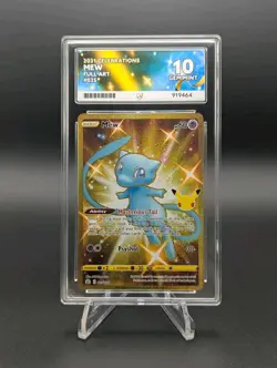 Pokemon Gold Mew Full Art Holo Card 025/025 25th Celebrations Ace 10 GEM MINT - Image 1