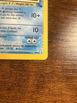 Pokemon TCG Lapras Fossil Holo Unlimited Rare Card 10/62 MP-LP Condition - Image 4