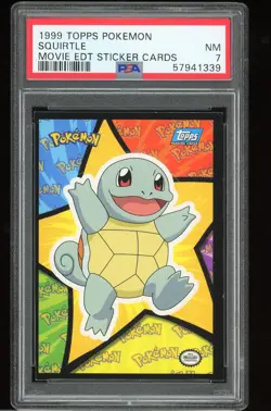 1999 POKEMON TOPPS Movie Edition EDT Sticker Cards - SQUIRTLE - PSA 7 NM! - Image 1
