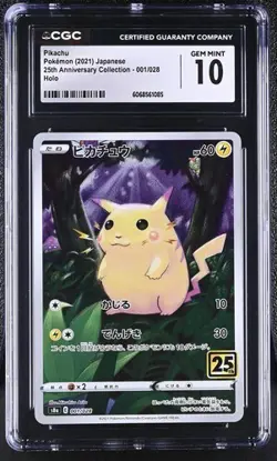⚡⚡ CGC 10 Pikachu 001/028 25th Anniversary 2021 Pokemon Card Japanese - Image 1