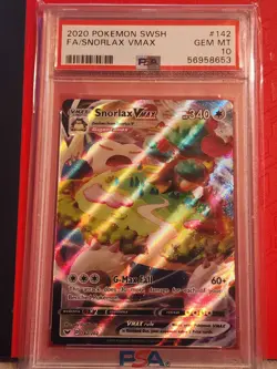 2020 POKEMON SWORD & SHIELD #142 FULL ART/SNORLAX VMAX PSA 10 - Image 1