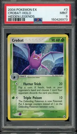 2004 POKEMON EX #3 3/101 CROBAT HOLO HIDDEN LEGENDS MINT PSA 9 SWIRL - Image 1