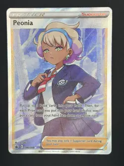 Pokemon Peonia Ultra Rare Full Art Holo Trainer 196/198 Swsh06: Chilling Reign - Image 1