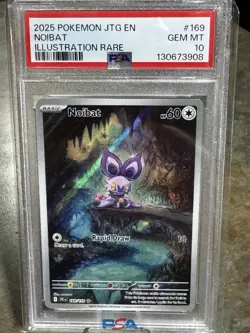 2025 Pokemon JTG EN Noibat PSA 10 GEM ILLUSTRATION RARE FULL ART 169/159 - Image 1