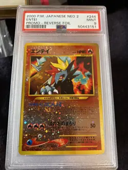 2000 Pokemon Japanese Neo 2 Promo Reverse Holo Entei #244 PSA 9 MINT - Image 2