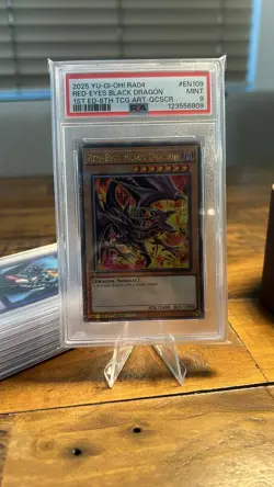 Red-Eyes Black Dragon RA04-EN109 PSA 9 MINT Quarter Century Secret Rare Yugioh - Image 1