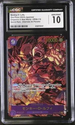 CGC 10 ONE PIECE Monkey D. Luffy OP09-119 SEC Emperors New World Jap - Image 1