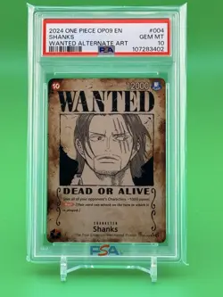 2024 One Piece OP09 #004 Shanks Wanted Alternate Art PSA 10 GEM MINT - Image 1