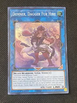 YuGiOh! - Donner, Dagger Fur Hire DABL-EN049 Super Rare 1st Edition Near Mint - Image 1
