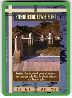 1994 Sim City CCG Trading Card C Hydroelectric Power Plant [many towers] - Image 1