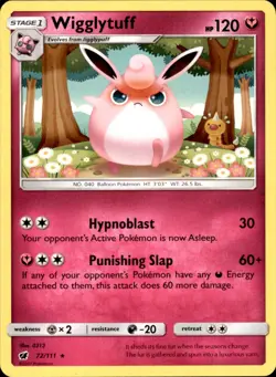 Wigglytuff 72/111 Rare - Pokemon SM - Crimson Invasion - LP - Image 1
