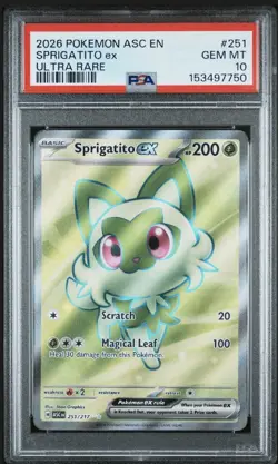 2026 POKEMON ASC EN-ASCENDED HEROES | ULTRA RARE SPRIGATITO EX 251 PSA 10! POP 6 - Image 1