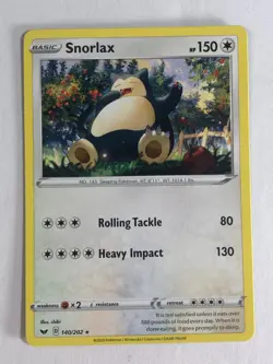 Pokemon TCG Sword & Shield Base Snorlax 140/202 Near Mint - Image 1