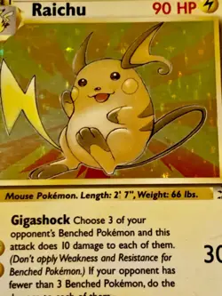 Pokemon TCG Raichu 14/62 Holo Rare Fossil LP - Image 2
