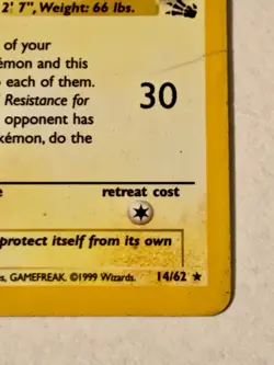 Pokemon TCG Raichu 14/62 Holo Rare Fossil LP - Image 5