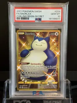 Pokemon Snorlax 224/198 Chilling Reign Secret Rare Full Art Holo PSA 10 - Image 1