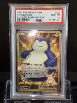 Pokemon Snorlax 224/198 Chilling Reign Secret Rare Full Art Holo PSA 10 - Image 2