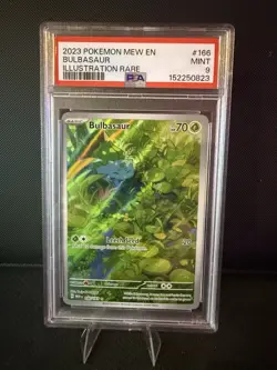 2023 Pokemon PSA 9 Bulbasaur #166/165 Scarlet Violet 151 Illustration Rare Mint - Image 1