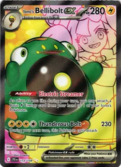 Pokemon TCG Iono's Bellibolt ex Ultra Rare SV09: Journey Together 172/159 VLP - Image 1