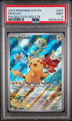 2023 POKEMON SVP EN-SV BLACK STAR PROMO #027 PIKACHU PSA 9 - Image 1