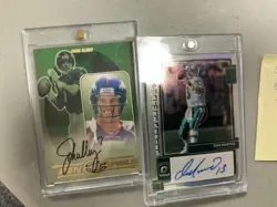 Lot of (2) Dan Marino + John Elway Signed AUTO Cards - Image 1