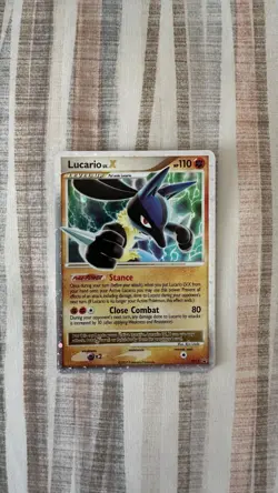 Lucario LV.X DP12 Diamond & Pearl Black Star Promo Holo Pokemon Card DMG - Image 1