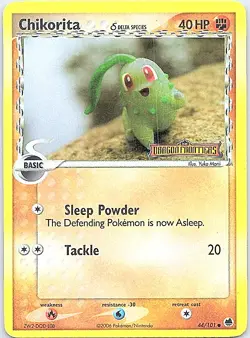 Pokemon Chikorita TCG Holo Stamped Card Delta Species 44/101 Dragon Frontiers - Image 1