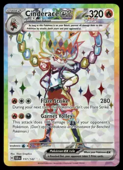 Pokemon Cards Cinderace ex 157/142 Stellar Crown Ultra Rare NM - Image 1