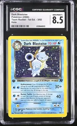 CGC 8.5 Dark Blastoise Team Rocket 1st Edition 3/82 Holo Pokemon Card - Image 1