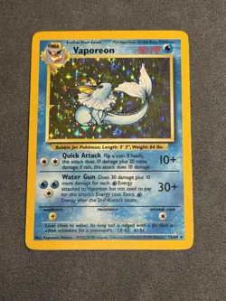 Pokemon Card - TCG Vaporeon (No Jungle Symbol) Holo Card #12/64 MP - Image 1