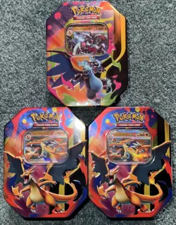 3 x Pokemon TCG Mega Charizard XY EX Tin Mega Evolution - Image 1