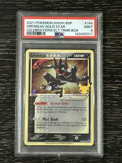 Pokemon Greninja Gold Star 2021 Celebrations Black Star Promo SWSH144 PSA 9 - Image 1