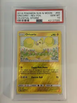 2018 Pokemon Sun & Moon Celestial Storm Reverse Foil Oricorio #55 PSA 10 Gem MT - Image 1
