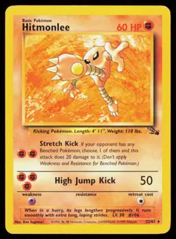 HITMONLEE 22/62 VINTAGE RARE FOSSIL POKEMON HP - Image 1