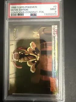 1999 Topps Pokemon Movie Edition Conscious./ Congrat-foil #3 Mewtwo PSA 9 - Image 2