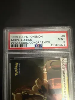1999 Topps Pokemon Movie Edition Conscious./ Congrat-foil #3 Mewtwo PSA 9 - Image 4