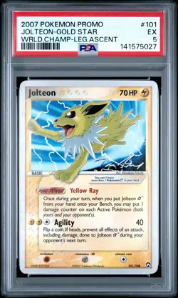 2007 POKEMON WORLD CHAMPIONSHIPS PROMO LEGENDARY ASCENT JOLTEON-GOLD STAR PSA 5 - Image 1