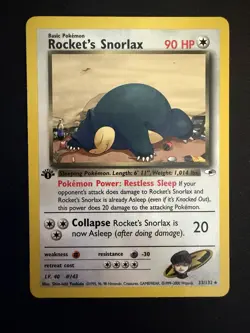 Pokemon Rocket's Snorlax Gym Heroes 33/132 1st Edition Rare 2000 NM - Image 1