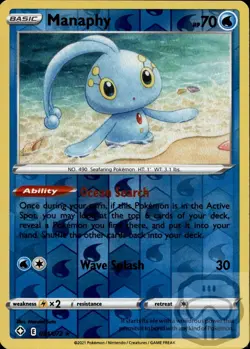 Manaphy 024/072 R Shining Fates Pokemon Reverse Holo NM/M - Image 3