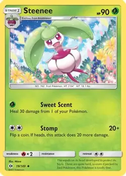 Steenee 19/149 UC SM Base Set Pokemon Reverse Holo NM/M - Image 1