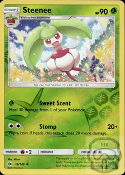 Steenee 19/149 UC SM Base Set Pokemon Reverse Holo NM/M - Image 3
